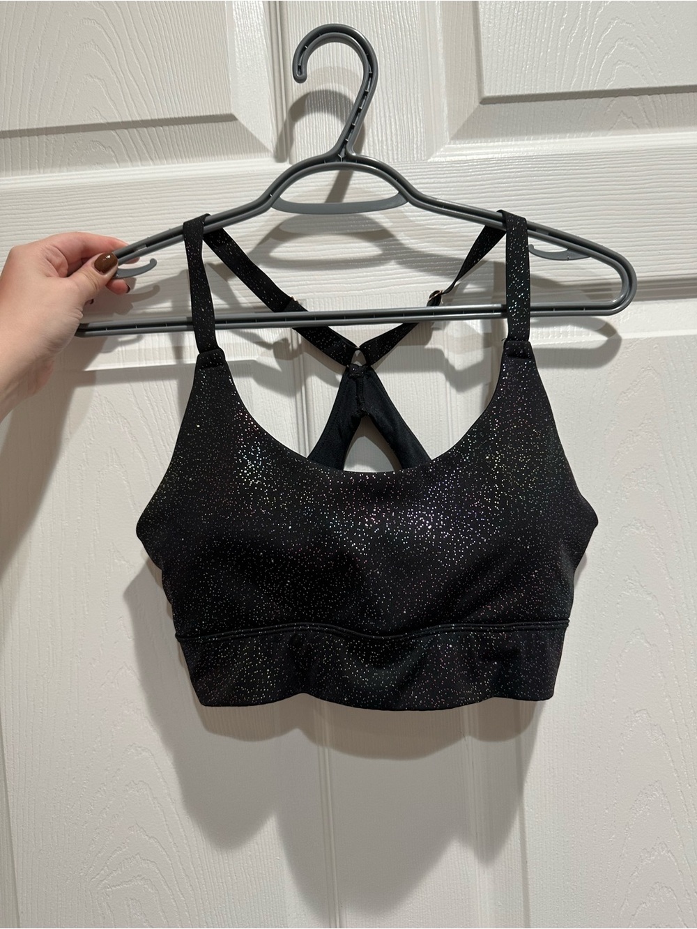 Wildfox Sweat Black Sparkle Strappy Sports Bra